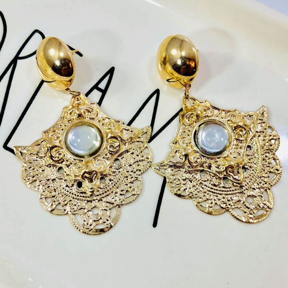 Womens Earrings Stud Gipsy Bohemian Gold Silver